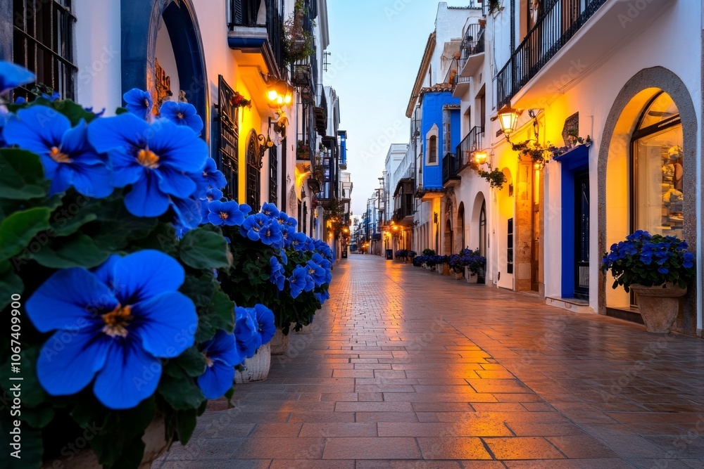 Fototapeta premium Quiet streets illuminated by dawnâ€™s first light, suggesting a universal wake-up call for a city coming to life