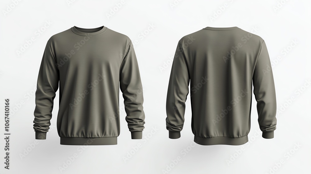 Green crewneck sweatshirt mockup, front and back. Green crewneck sweatshirt mockup, front and back.