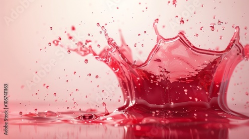 Red Liquid Splashing Water Droplets Abstract Photography