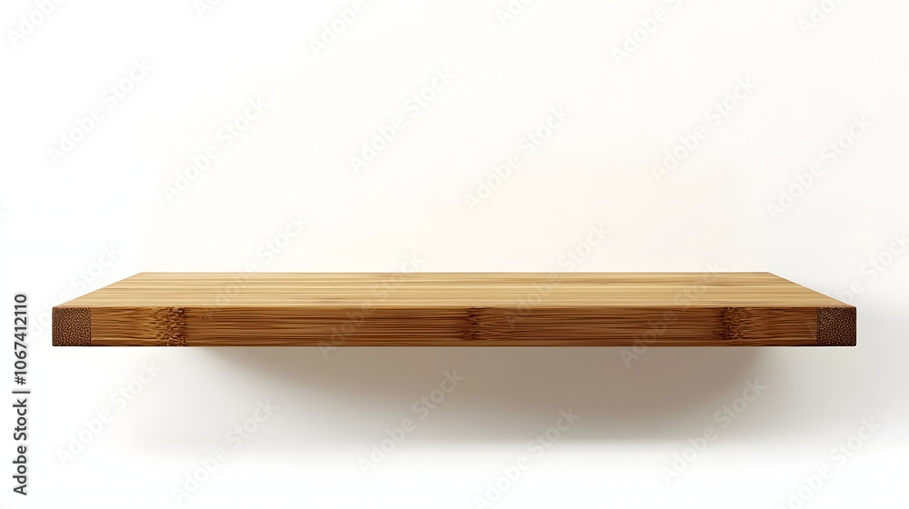 Single Bamboo Wall Shelf on a Pure White Background A Natural and Eco-Friendly Display Option for Modern Spaces Single Bamboo Wall Shelf on a Pure White Background A Natural and Eco-Friendly Display Option for Modern Spaces