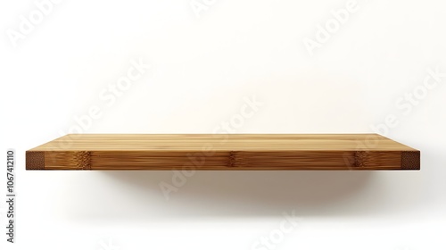 Single Bamboo Wall Shelf on a Pure White Background A Natural and Eco-Friendly Display Option for Modern Spaces