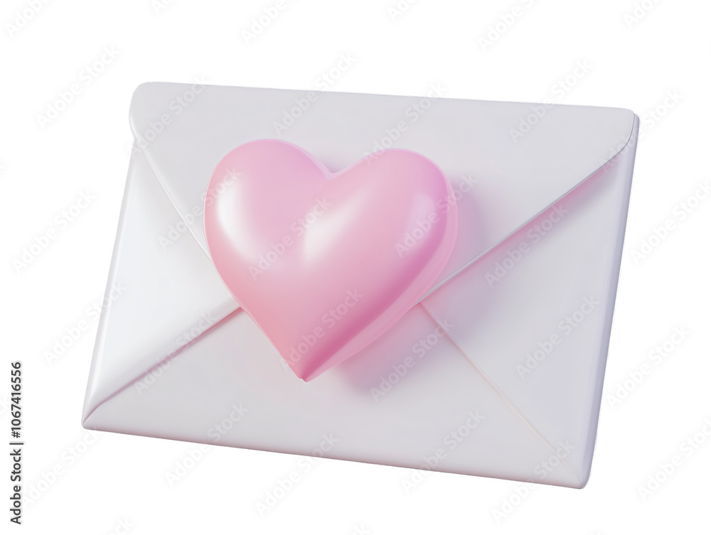 a pink heart on a white envelope a pink heart on a white envelope