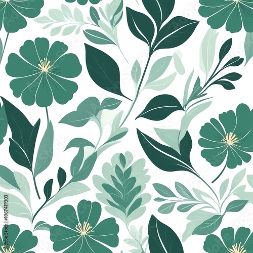 Floral Pattern with Green Hues