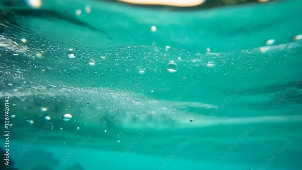 Underwater shot of amazing bubble vortex rings forming on the back of a breaking wave with turbulence, marvels of nature Underwater shot of amazing bubble vortex rings forming on the back of a breaking wave with turbulence, marvels of nature