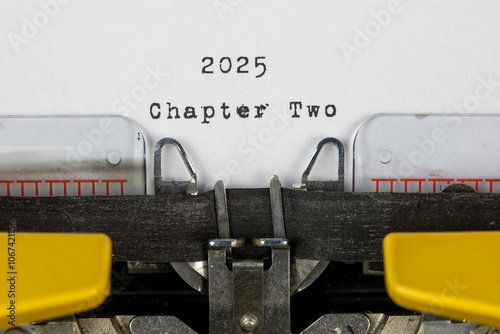 old typewriter with text 2025 chapter two	