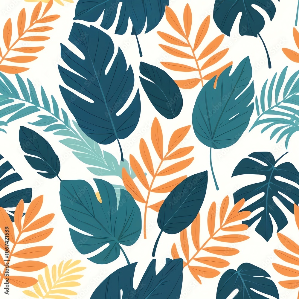 Tropical Leaves Pattern Illustration Tropical Leaves Pattern Illustration