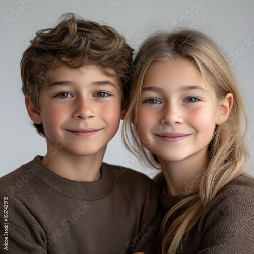 Boy And Girl Teen Isolated