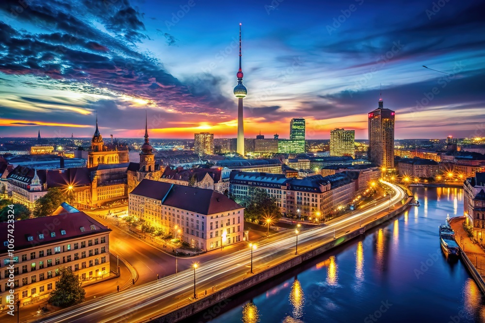 Obraz premium Berlin Night Lights - Cityscape Photography