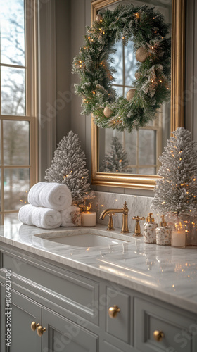 festive bathroom scene deco...