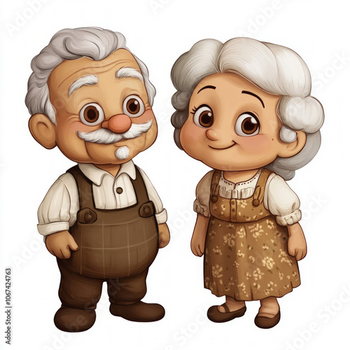 Happy Old Couple Isolated