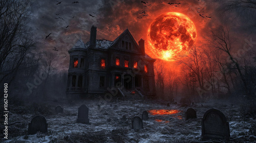 Haunted House Silhouette Ag...