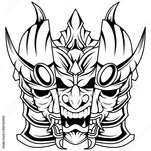 Hand drawn of devil mask