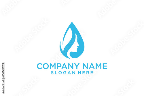 simple water and leaf beauty logo illustration photo