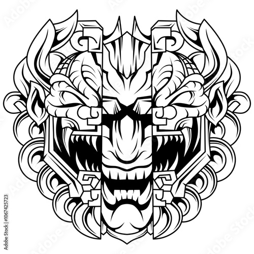 Hand drawn of devil mask