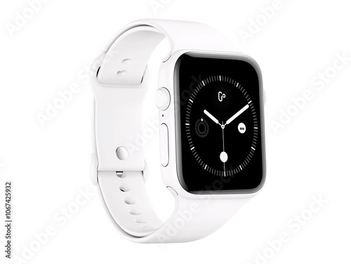 a white smart watch with a white band