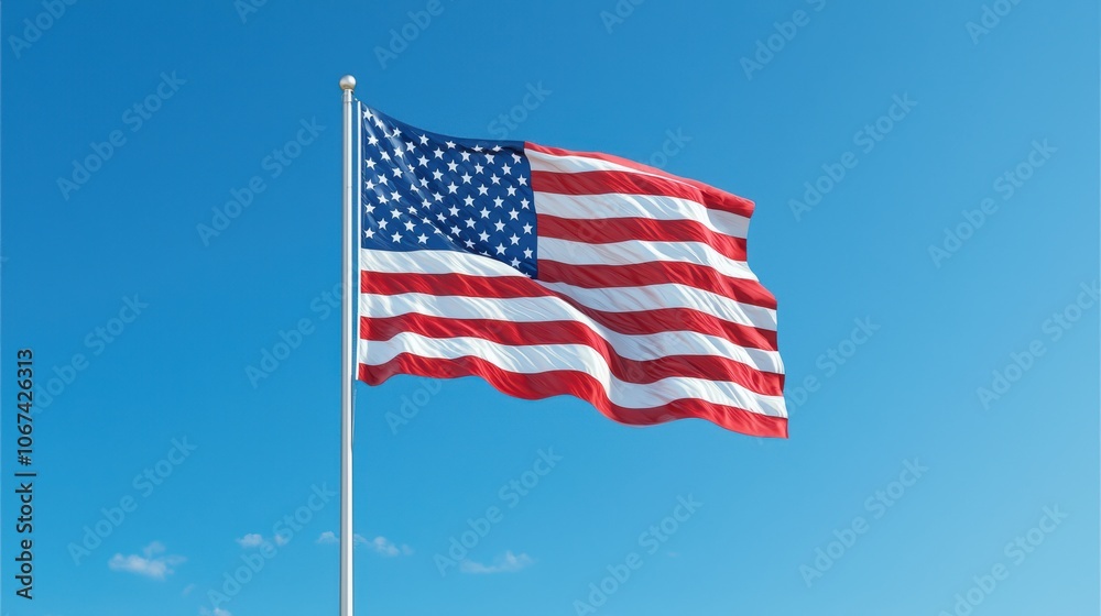 The american flag waves proudly against a clear blue sky symbolizing freedom and unity across the nation The american flag waves proudly against a clear blue sky symbolizing freedom and unity across the nation