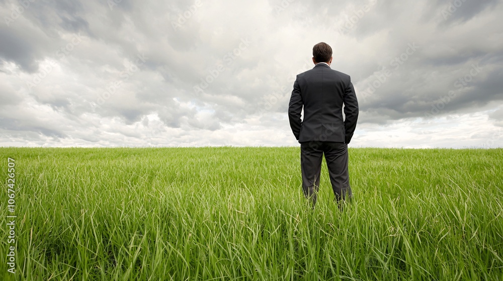 Disconnected in Nature A Solitary Figure in a Tall Grass Field Under a Cloudy Sky - Exploring Social Anhedonia Through Grey and Green Tones in an Isolated Landscape Disconnected in Nature A Solitary Figure in a Tall Grass Field Under a Cloudy Sky - Exploring Social Anhedonia Through Grey and Green Tones in an Isolated Landscape