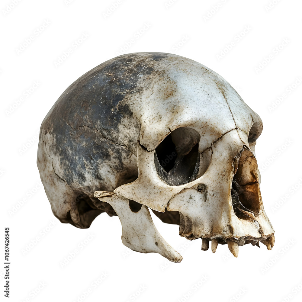 Photography of Tiny Shrew Skull on Clean White Isolated Background Photography of Tiny Shrew Skull on Clean White Isolated Background