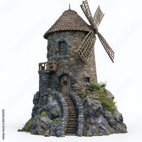 Old Windmill Isolated