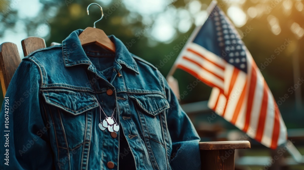 Fototapeta premium Explore the timeless charm of vintage denim jackets and american heritage style