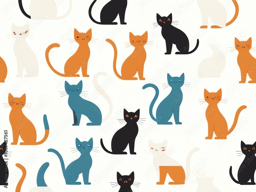 Cute Cat Seamless Pattern