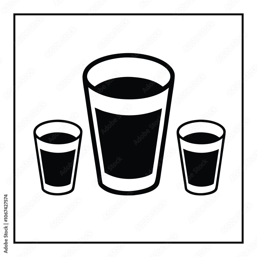 Minimalist Simple and black silhouette glass in white background