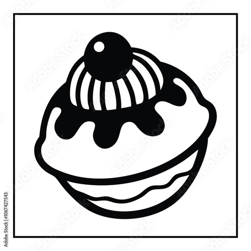 Minimalist Simple and black silhouette Cupcakes in white background