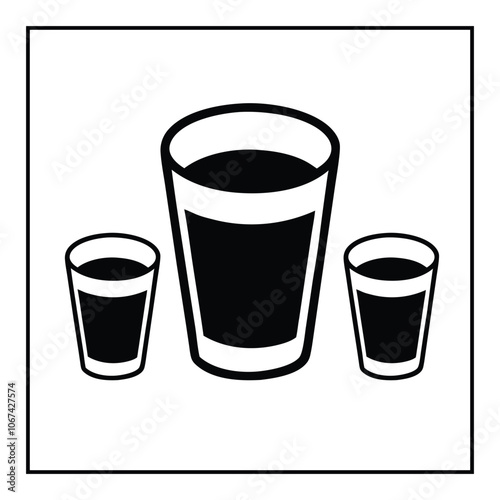 Minimalist Simple and black silhouette glass in white background