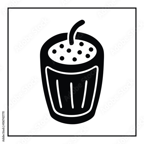 Minimalist Simple and black silhouette Milkshake glass in white background