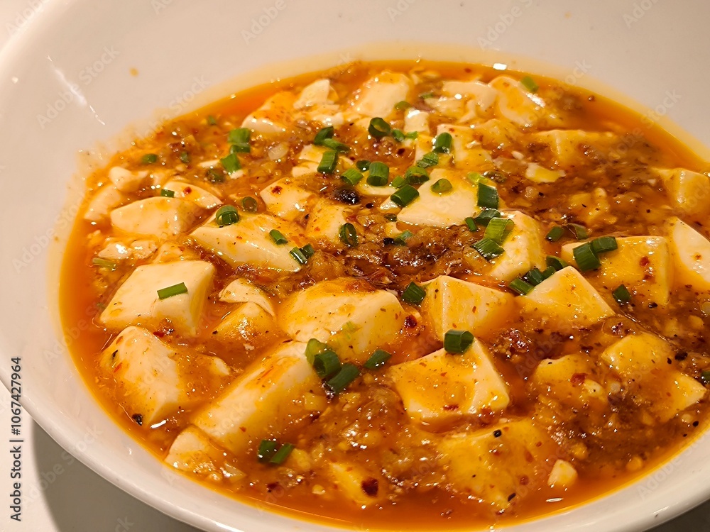 Sichuan mapo tofu. Chinese food menu Sichuan mapo tofu. Chinese food menu