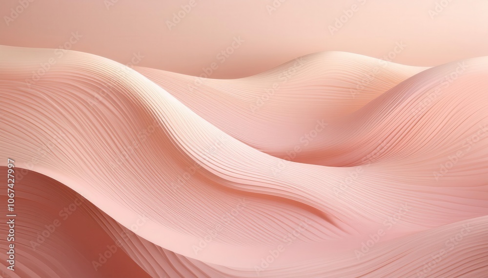 Obraz premium Soft Waves of Blush Pink Abstract Texture. Gentle Flowing Lines and Curves in Pastel Pink Gradient, Ideal for Modern Minimalist Design, Relaxing Backgrounds, or Beauty and Wellness Concepts