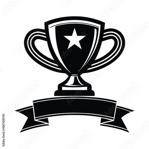 Gold Trophy Cup Icon Vector Illustration - Symbol of Victory, Success, and Achievement for Champion Recognition and Competition photo