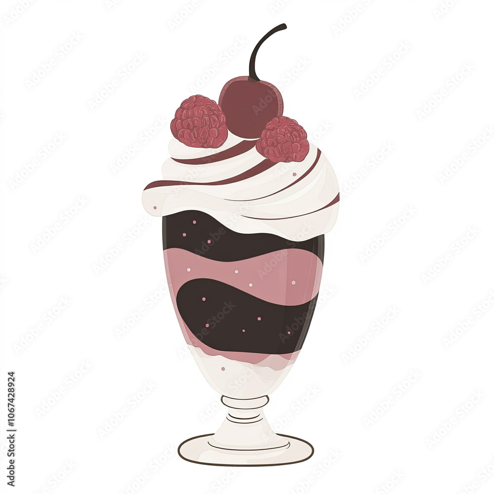 Sundae Silhouette, Illustration Isolated On White Background Sundae Silhouette, Illustration Isolated On White Background