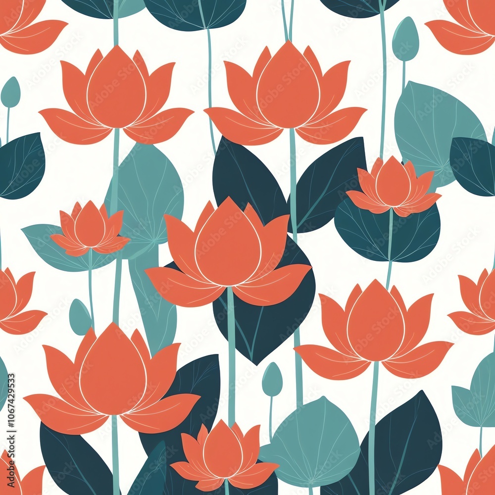 Fototapeta premium Lotus Flower Pattern