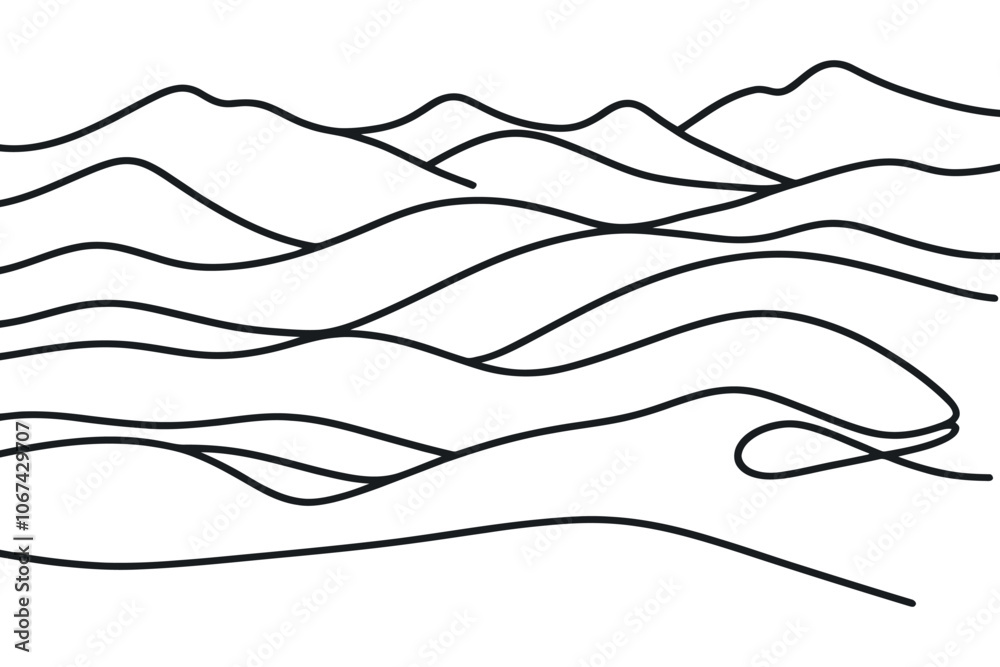Continuous one line art hand drawn pro vector minimalist mountain illustration Continuous one line art hand drawn pro vector minimalist mountain illustration