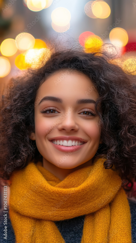 Festive cheer: portrait of a smiling model embracing holiday joy Festive cheer: portrait of a smiling model embracing holiday joy