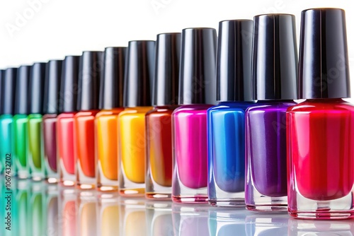 Colorful nail polish swatches create a visually captivating fashion shoot.