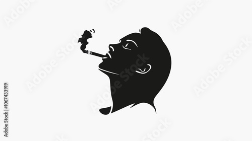 Black and white illustration of a smoker. Girl with a cigarette. Bad habit. Addiction.