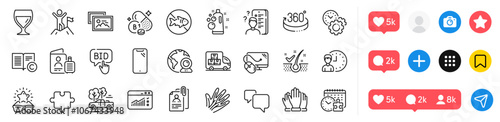 Copyright, Video conference and Thiamine vitamin line icons pack. Social media icons. Speech bubble, Clean bubbles, Bid offer web icon. Working hours, Leadership, Interview documents pictogram. Vector