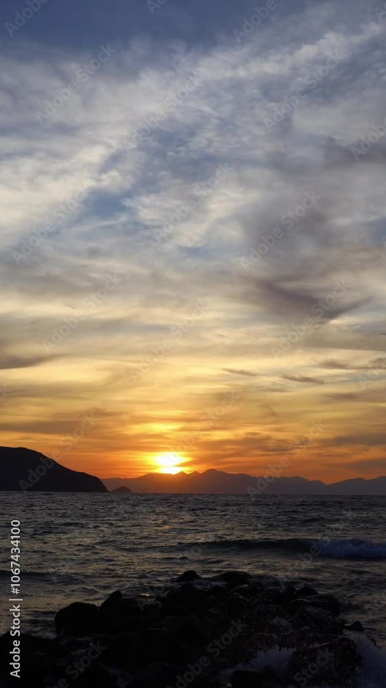 Seaside town of Turgutreis and spectacular sunsets. Bodrum, Turkey. Vertical video for social media. Seaside town of Turgutreis and spectacular sunsets. Bodrum, Turkey. Vertical video for social media.