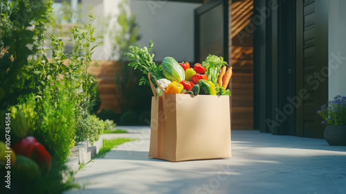 Fresh organic vegetables in eco-friendly paper bag for sustainable living