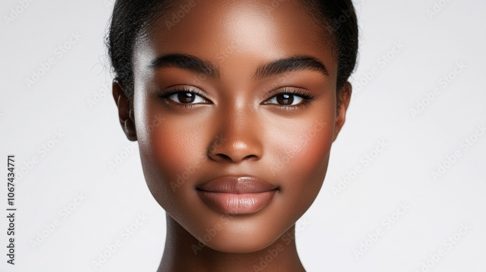 Beautiful Black Woman Portrait Skincare Cosmetics Beauty Face Model Girl Woman Closeup Smile Happy Beautiful Black Woman Portrait Skincare Cosmetics Beauty Face Model Girl Woman Closeup Smile Happy