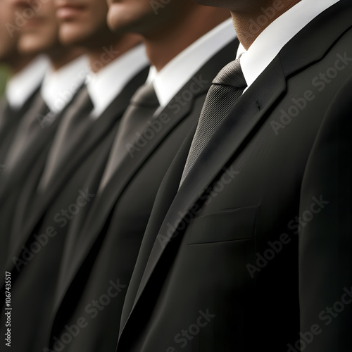 Businessmen in suits lined up next to eachother  photo