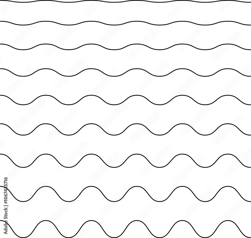 Water wave, sea wave, Wavy line set. Line water waves icon, sign vector. Set of seamless wavy - curvy and zigzag - criss cross horizontal lines. Water logo, symbol or sign vector collection. Water wave, sea wave, Wavy line set. Line water waves icon, sign vector. Set of seamless wavy - curvy and zigzag - criss cross horizontal lines. Water logo, symbol or sign vector collection.