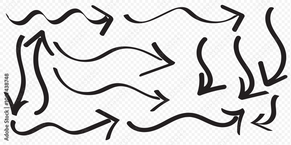 Hand drawn vector arrows doodle set on white background. design element vector illustration. eps 10.