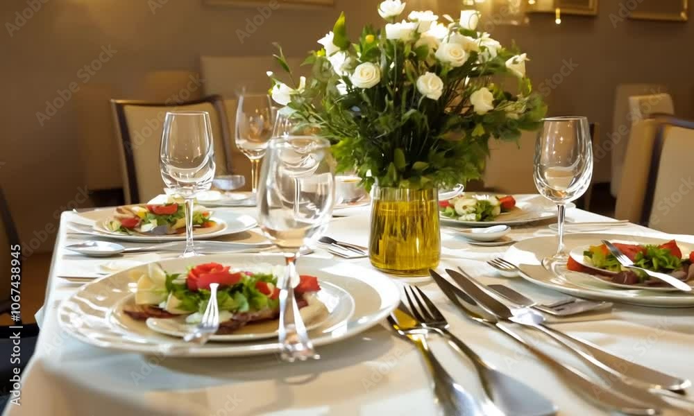 table setting in restaurant, table setting for a dinner