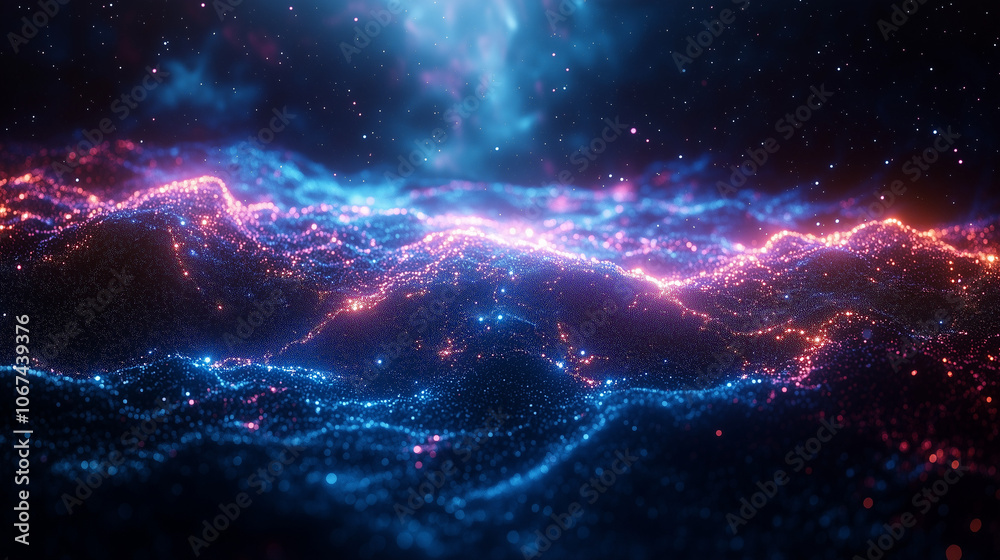 Obraz premium Illustration de constellations célestes et ciel nocturne avec étoiles lumineuses et nébuleuses éthérées