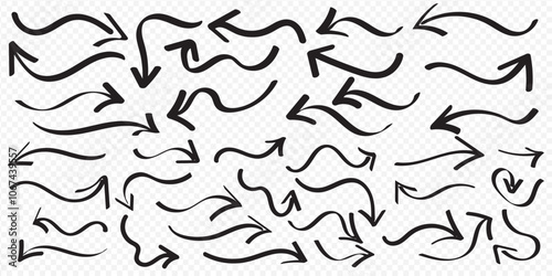 Hand drawn vector arrows doodle set on white background. design element vector illustration. eps 10.