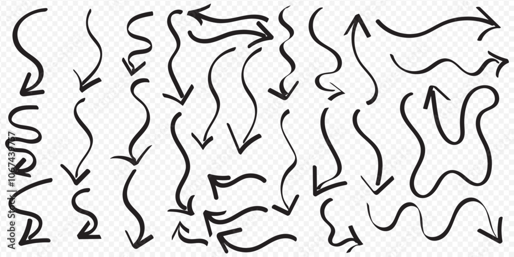Hand drawn vector arrows doodle set on white background. design element vector illustration. eps 10. Hand drawn vector arrows doodle set on white background. design element vector illustration. eps 10.