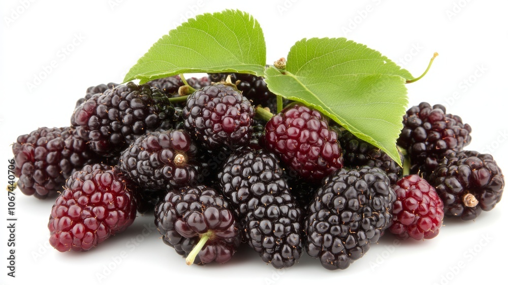 Fresh Juicy Mulberries with Green Leaves Healthy Food Fresh Juicy Mulberries with Green Leaves Healthy Food